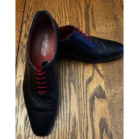 Fortune From Liberty Mens Black Genuine Leather Oxford Shoes Red Laces Sz 11 EC main image 16